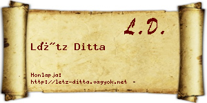 Létz Ditta névjegykártya